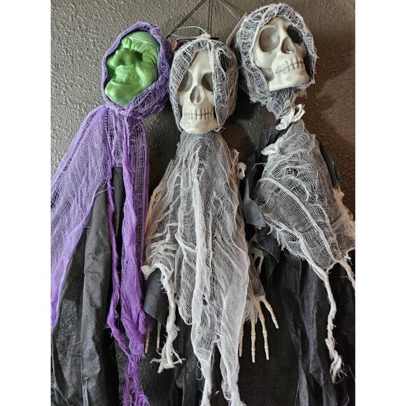 3 Halloween Hanging Witch Ghoul Skeleton Prop Decor Outside Inside - Picture 3 of 5